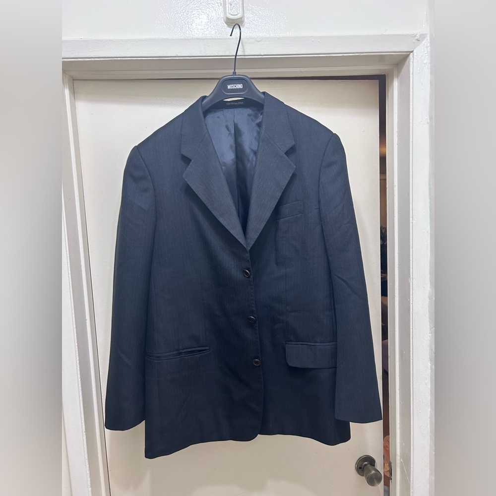 VTG Christian Dior Loro Piana Blazer Sport Coat Blue Super 120s Italy Tasmanian